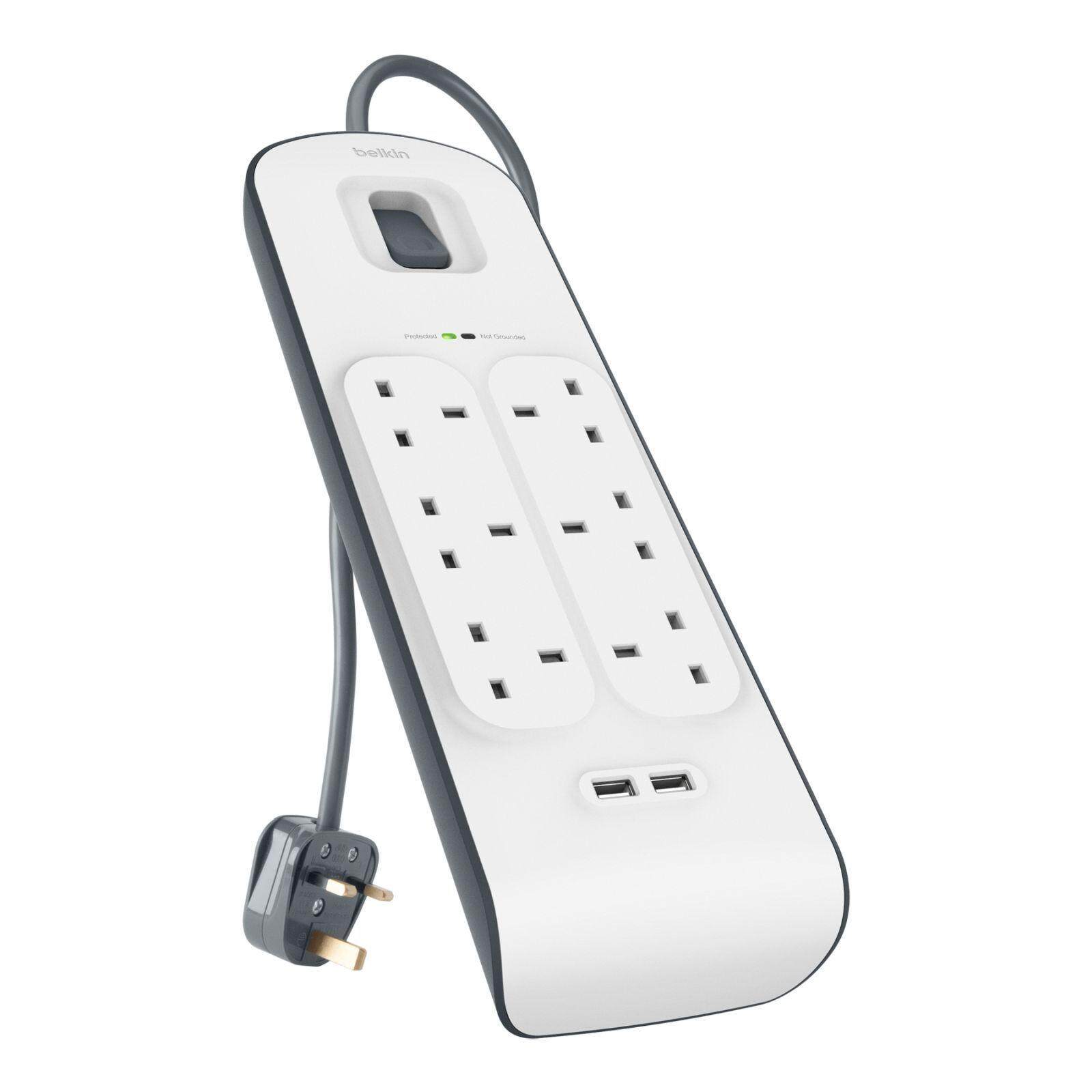 Belkin Extension Socket Surge Protector 6-Plugs With 2-USB 2.1A (2M) BSV604SA2M